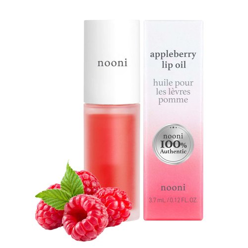 NOONI Korean Vegan Lip Oil - Appleberry | Lip Stain, Stocking Stuffers, Long-Lasting, Moisturizing, Plumping, Revitalizing for Dry Lips, Waterproof, No Peel Off, Korean Lip Tint 0.12 Fl Oz