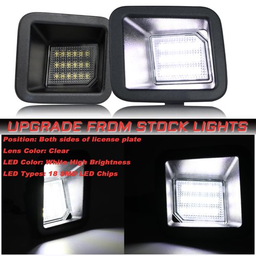 KEEGTBOX Full LED License Plate Light Tag Lamp Assembly Compatible with Ford 2017-2022 F250 F350 F450 Super Duty White light 2-Pieces Rear Bumper Tag Lamp Accessories