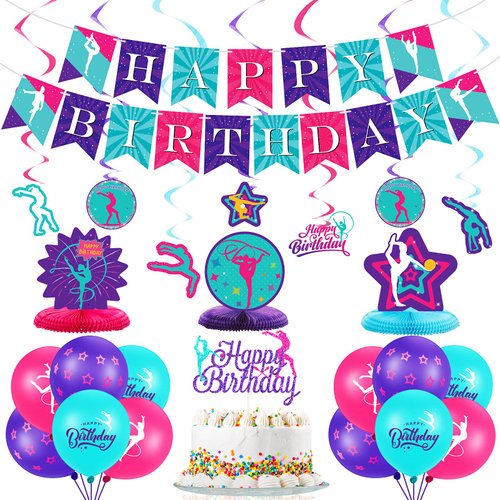 41 PCS Gymnastics Party Decorations Gymnastics Birthday Banner Gymnastics Table Centerpieces Gymnastics Latex Balloons Gymnastics Cake Topper for Birthday Baby Shower Gender Reveal Party Supplies
