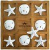 Starfish Tic Tac Toe Game - 9" x 9" - Beach Tic Tac Toe Game - Coastal Beach House Coffee Table Game Board - Tic Tac Toe Decor - Beach House Games - White Starfish & Sand Dollars