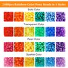 UOONY 4000pcs Pony Beads Kit, 2400pcs Rainbow Kandi Beads and 1600pcs Letter Beads, 24 Colors Plastic Craft Beads Bulk for Bracelets Jewelry Making with 20m Crystal String and 30m Elastic String