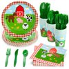 Juvale 144-Piece Barnyard Birthday Party Supplies Set, Farm Animal Party Decorations With Paper Plates, Dinner Napkins, 9 oz Cups, and Plastic Cutlery (Serves 24 Guests)