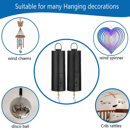 2 Pack Wind Spinner Motor Hanging Display Motor Battery Operated 20 RPM Rotating Motor Multi-Purposes for Wind Spinner Mobile Yard Decor Hanging Ornament Outdoor Sculptures-Medium Speed (2 Pcs Black)