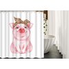 Moslion Pig Bath Shower Curtain Set Farm Animal Funny Cute Piggy Wearing Leopard Bandana Shower Curtains Home Decorative Extra Long Polyester Fabric Shower Curtain with Hooks 72x72 Inch Pink