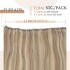 Sunny Hair Beaded Weft Hair Extensions Human Hair 50G Micro Bead Weft Hair Extensions Real Human Hair Straight Weft Hair Extensions with Micro Beads Easy Weft Ash Blonde with Bleach Blonde 20 inch