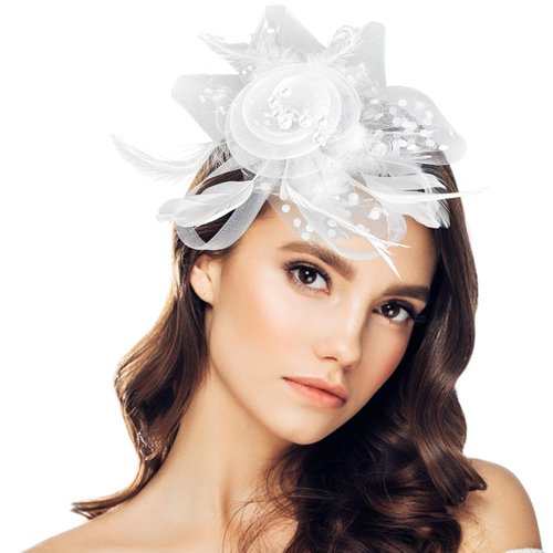 Fascinators Hat for Women Tea Party Headwear Flower Mesh Headband Wedding Cocktail Hair Clip for ...