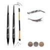 Music Flower 3 Pcs Eyebrow Pencil Set, with 2 Dual Ended Waterproof & Long Lasting Liquid Eyebrow Pen and with 1 Eyebrow Brush, Grey