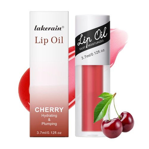 Fruit-Flavored Plumping Lip Oil - Lip Gloss - Non-Sticky, Moisturizing, Smoothing, Glowing, Revitalizing, and Nourishing for Dry Lips - Lip Balm Lip Care (Cherry)