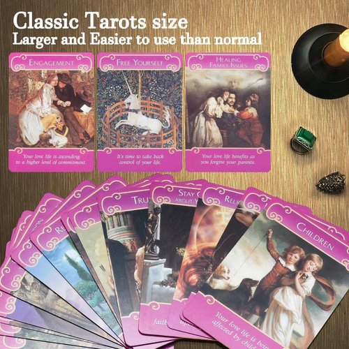 TWWDE AUG Oracle Cards Deck,The Romance Angels Tarot, 44 Tarot Oracle Deck,Love Oracle Cards,Tarot Cards with Guide Book, Oracle Cards Deck,Tarot Cards Set,Keywords, Yes or No(Romance Angels)
