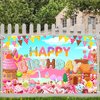 Avezano Candyland Backdrop for Girl Sweet Donut Ice Cream Candy Theme Birthday Party Decoration Cartoon Candy Land Birthday Party Supplies Banner 70.8 x 43.3 Inch