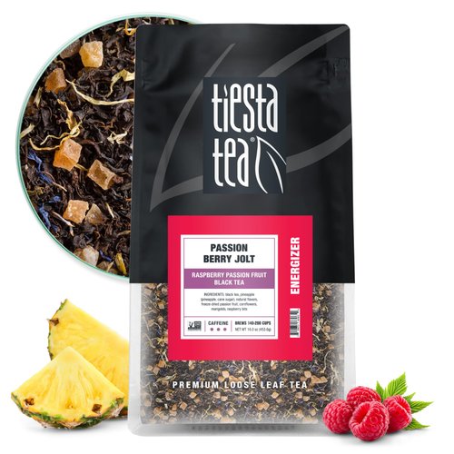 Tiesta Tea - Passion Berry Jolt, Raspberry Passion Fruit Black Tea, Premium Loose Leaf Tea Blend, Caffeinated Black Tea, Make Hot or Iced Tea, Brews up to 200 Cups - 16oz Resealable Bulk Pouch