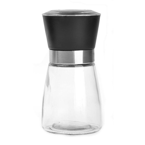 BlueSnail Manual Grips Glass Salt Pepper Grinder Seasoning Bottle (5.1", Black)