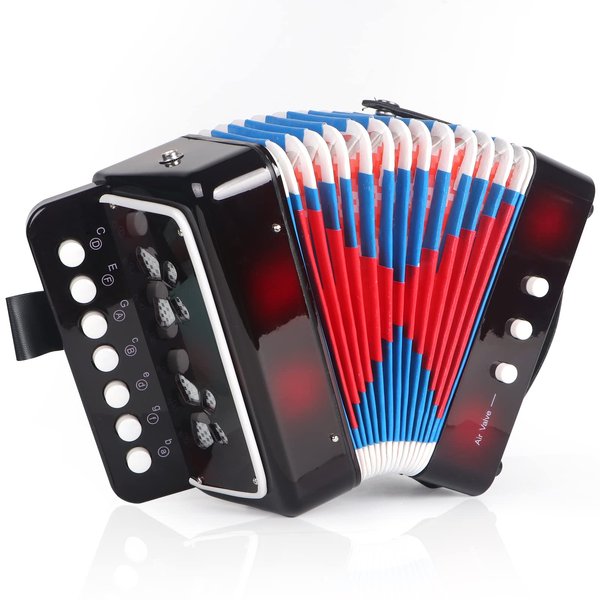 Kids Accordion, Horse 10 Keys Control Button Accordion Musical Instruments for Kids Children Beginners Lightweight and Environmentally-friendly