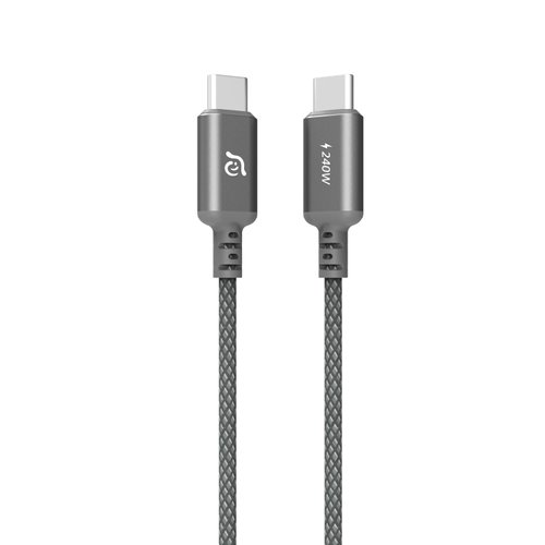 ADAM ELEMENTS CASA P200 USB-C to USB-C 240W Braided Charging Cable, USB 2.0, 480Mbps Data Transfer for iPhone 15 Series (Grey, 6.5ft)