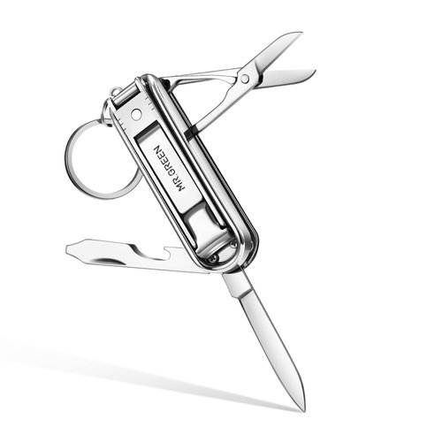 MR.GREEN Multifunctional Nail Clippers Stainless Steel Six Functions Nail Cutter Nail Files Small Knife Scissors (Small)
