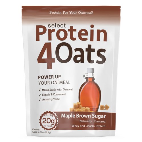 PEScience Select Protein4Oats, Maple and Brown Sugar, 12 Serving, Whey and Casein Blend for Oats and Oatmeal