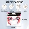 Kistreao Halloween Face Stickers Glitter Bat Scar Temporary Tattoo Stickers Eyes Face Gems Stickers for Women Girls Halloween Party Decorations Supplies Black Red 2Pcs
