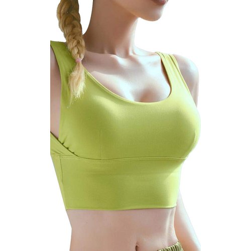 Wolfnukem Seamless Sports Bra and Cropped Cami Padded for Support Wirefree with Added Spandex for Comfort (Green, Small)