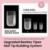 Beetles Tipex Instant Apex Nail Tips,180Pcs Pre-Building & Pre-Etched Gel Nail Tips Short Square Thicker Acrylic Nails Strong Full Cover False Nail Extension Building Gel Press-on Nails for Flat Nails