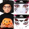 Halloween Face Tattoos Stickers Temporary Tattoos Kits Bat Spider Cobweb Glitter Gem Face Fake Tattoos Halloween Eye Body Paint Makeup Tattoos Sticker for Costume Cosplay Party Decoration Supplies
