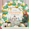 JOYMEMO Hatching Soon Dragon Baby Shower Decorations - Balloon Garland Arch Kit with Watercolor A Little Dragon is Coming Soon Baby Shower Backdrop, Dragons Theme Gender Reveal Party Supplies