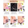 8 Sheets Toe Nail Stickers Diamond Flower Full Nail Wraps Glitter Toenail Nail Polish Strips Marble Decals Colorful Sparkly Rhinestones Toe Nail Wraps Toes Nails with 8pcs Nail file for Women Manicure