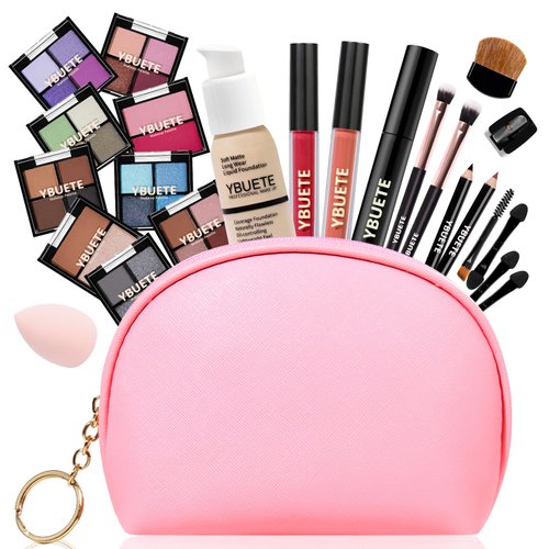 YBUETE Makeup Set for Girls Teens Women, Makeup Kits for Teen, Makeup Present Set for Beginners Teenagers, Travel Makeup Kit with Eyeshadow Blusher Contour Foundation Mascara Eyeliner Cosmetic bag