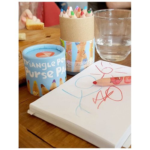 Micador early stART Triangle Colored Pencil Purse Pack For Kids, 12 Vibrant Pencils, Easy Grip, Fine Motor Skill Development, Reduce Screen Time