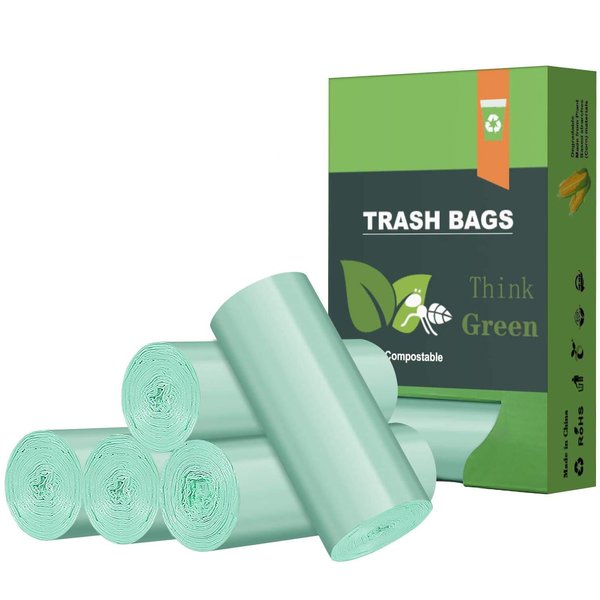 Biodegradable 8 Gallon Trash Bags, AYOTEE Garbage Bags 8 gallon, Compostable Medium Trash Bags, Unscented Leak Proof Bags for Office, Home, Bathroom, Bedroom, Car, Kitchen, Pet(Green)