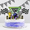 Haooryx Monster Truck Cake Toppers - 40Pcs Green and Purple Monster Truck Racing Car Cake Decoration Dessert Cupcake Cake Topper Christmas Winter Xmas New Year Birthday Party Baby Shower Decor Supplie