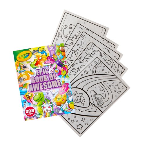 Crayola Epic Book of Awesome (288 Pages), Kids Coloring Book Activity Set, Animal Coloring Pages, Holiday Gift for Kids, 3+