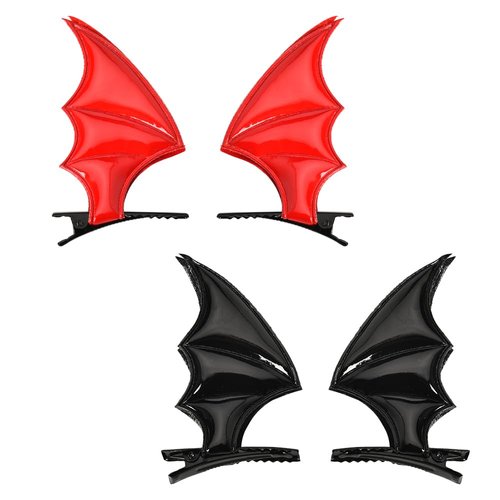 Halloween Bat Hair Clips for Women Halloween Hair Accessories Red Black Bat Barrettes for Halloween Cosplay Costumes Devil Clips Hairpin 4PCS Bat Wing Hair Clips for Halloween Party Decorations