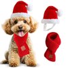 Dog Christmas Hat & Scarf Set for Small Dogs Puppies Cats,2 PCS Adjustable Christmas Dog Santa Hat and Knitted Dog Christmas Scarf, Dog Christmas Costume Fall Winter (Hat & Scarf, Small)