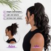 SOMOREATY Ponytail Extension, Claw Clip & Drawstring 2-in-1 Ponytail Extensions Synthetic Hairpiece 24" Long Curly Wavy Layered Hair Extension Pony Tails for Women(Silver Grey to White Ends)