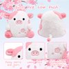 LMTGLDT Pink Cow Plush Doll, Kawaii Cow Stuffed Animals Sakura Plush Cow Hugging Cow Pillow, Cute Pink Cow Plushie Toy for Kids Girls Boys Birthday Gifts