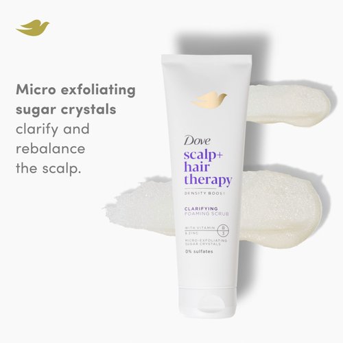 Dove Density Boost Clarifying Foaming Scrub Scalp + Hair Therapy for gentle scalp exfoliation, with Vitamin B3, Zinc and 0% sulfates, 9 oz