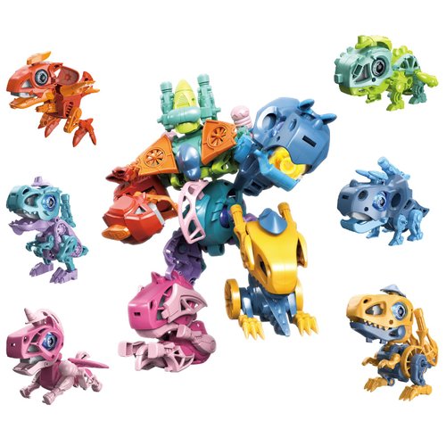 TQJ 6-in-1 Robot Dinosaur Toys Transforming Toys Take Apart Car Toys Combined Robot Action Figures -Gift Toys for Boys 5 6 7 8 9 Years Old Birthday Christmas