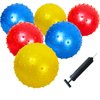 AppleRound 6-Pack of 7-inch Knobby Balls with 1 Air Pump - Fun Sensory Balls, Party Favors, Inflatable Bouncy Balls