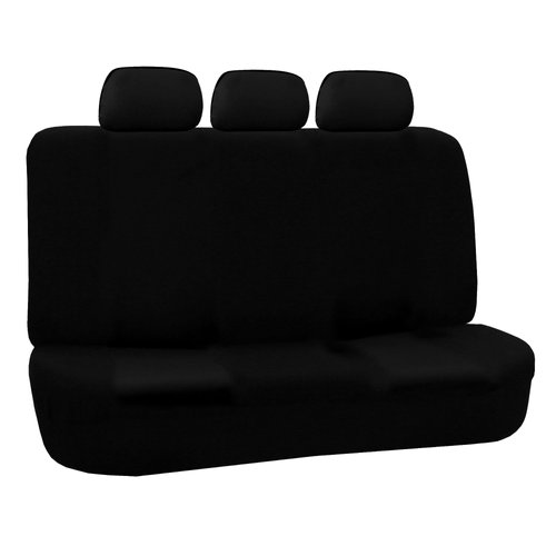 FH Group Car Seat Cover for Back Seat Cloth - Universal Fit Rear Seat Covers for Cars with Solid Bench,Car Seat Protector for Dogs and Kids,Car Interior Accessories for SUV,Sedan and Van Black