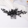 Missgrace Women's Handmade Gothic Black Full Rhinestones Side Hair Comb for Prom Party Special Occasion Punk Headpiece (Black, 17 cm x 7 cm)