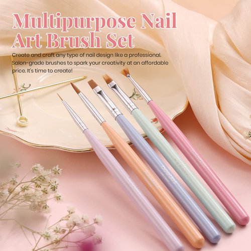 Beetles Nail Art Brushes Set Gel Polish Nail Art Design Pen Painting Tools with Detail Brush, Gradient Brush and Nail Round Pen for Salon DIY at Home Manicure