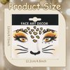 2PCS Leopard Face Tattoo Sticker Glitter Sparkling Cheetah Face Art Stickers Self-adhesive Animal Temporary Tattoo Face Body Jewel Sticker Makeup Decoration for Christmas Halloween Party Supplies