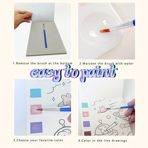 Watercolor Painting Paper Set for Kids&Adults Beginners Creative All in One Pocket Watercolor Painting Book DIY Paint with Water Line Sketch Watercolor Coloring Kit for Kids(20PCS)(Panda & Babbit)