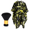 FEBSNOW Hair Cutting Cape Kit,Professional Barber Cape with Neck Duster Brush for Adults Waterproof Salon Cape with Adjustable Closure Snap Salon Barber Supplies 47x55 Inches(Yellow Printed Pattern)