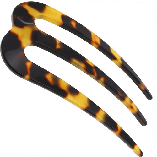 Camila Paris CP3155 French Twist Stick Clip Pins, Tokyo, Wavy Hair Pin 3-Prong Hair Fork for Girls Spiral Updo Chignon Bun Holder, Flexible Styling Hair Accessories for Women, Handmade in France