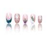 Christmas Press on Nails Short Almond OFDNE French Tip Fake Nails Winter False Nails with Designs Green & White Bow Christmas Tree Glossy Glue on Nails Xmas Acrylic Nails for Women Girls 24 Pcs