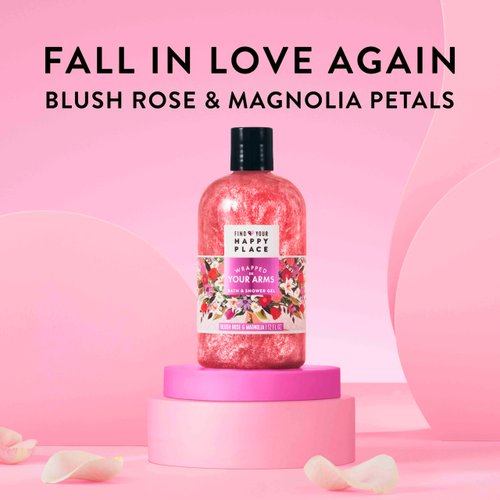 Find Your Happy Place Wrapped In Your Arms Bath And Shower Gel, Blush Rose and Magnolia, 12 fl oz
