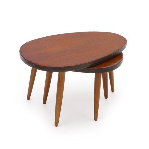 Miniature Furniture 2 PCS Dollhouse Table Wooden Triangle Table Set 1/12 Scale Mini House Model Accessories Miniature Dining Room Decoration (Brown)