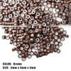 QIANSEE 500Pcs 5mm Brown Beads for Hair Micro Beads for Extensions Silicone Hair Tinsel Beads Micro Rings for Hair Extensions Feather Hair Extensions Tools