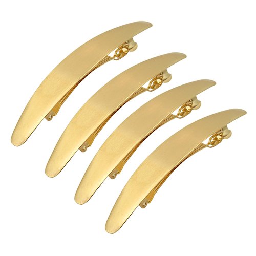 4.3 Inches Long Bow-shaped Shiny Metal Barrettes Narrow Hair Barrettes for Thick Hair Chic Hair Clips for Styling Long Hair,4pcs (Oval)